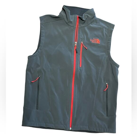 The North Face Mens Size Medium Gray Vest with Red Zipper and Trim - Picture 1 of 10